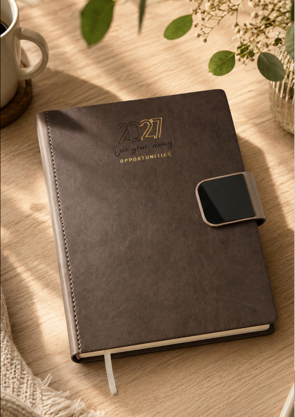 V-510 Espresso Mocha Luxury Foil-Stamped Executive Diary